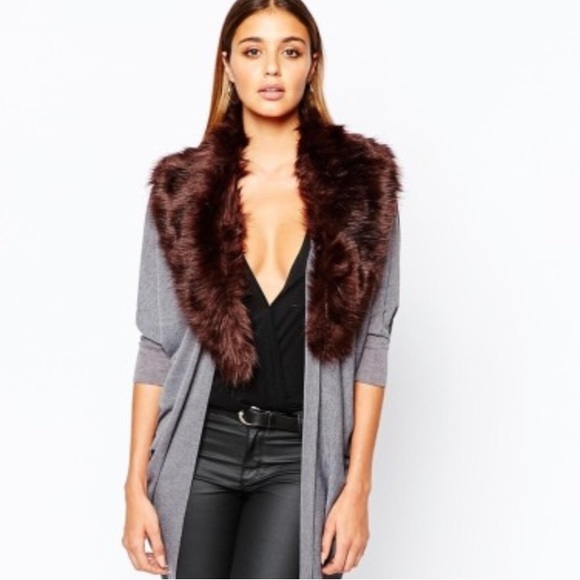 River Island Sweaters - River Island | Long Cardigan Removable Fur Collar